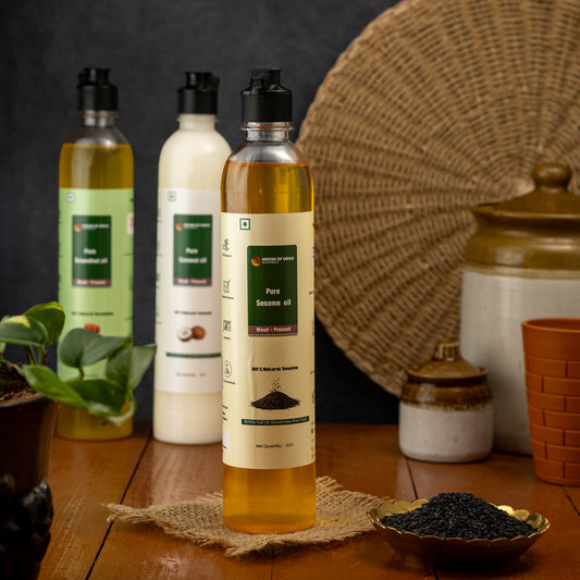 Wood Pressed Oil Combo | Sesame Oil , Groundnut Oil , Coconut Oil