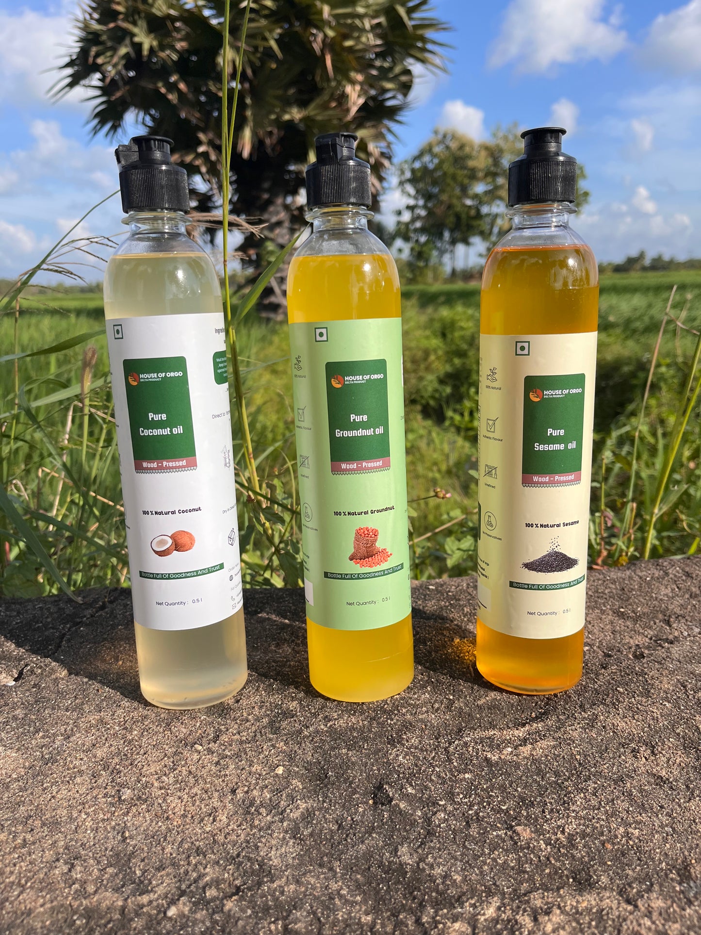 Wood Pressed Oil Combo | Sesame Oil , Groundnut Oil , Coconut Oil